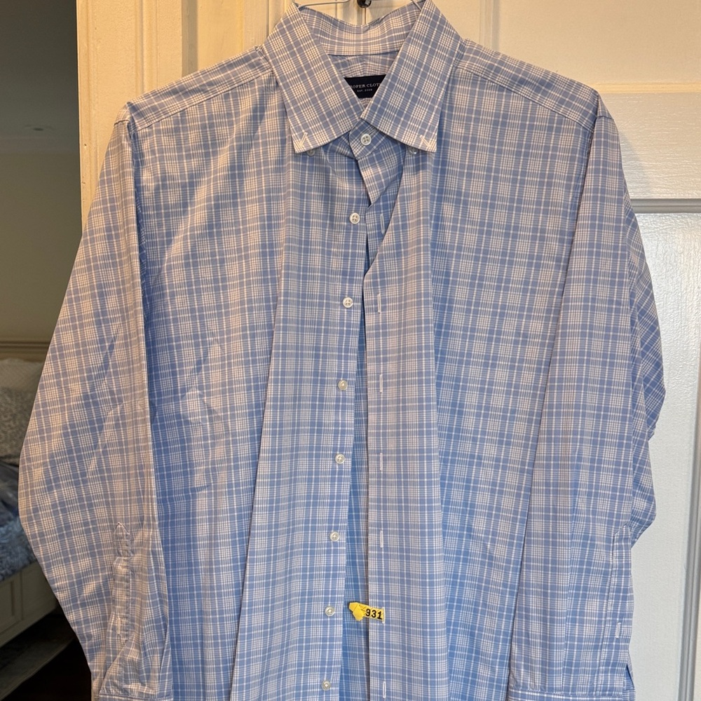 Elegant Light Blue Plaid Dress Shirt